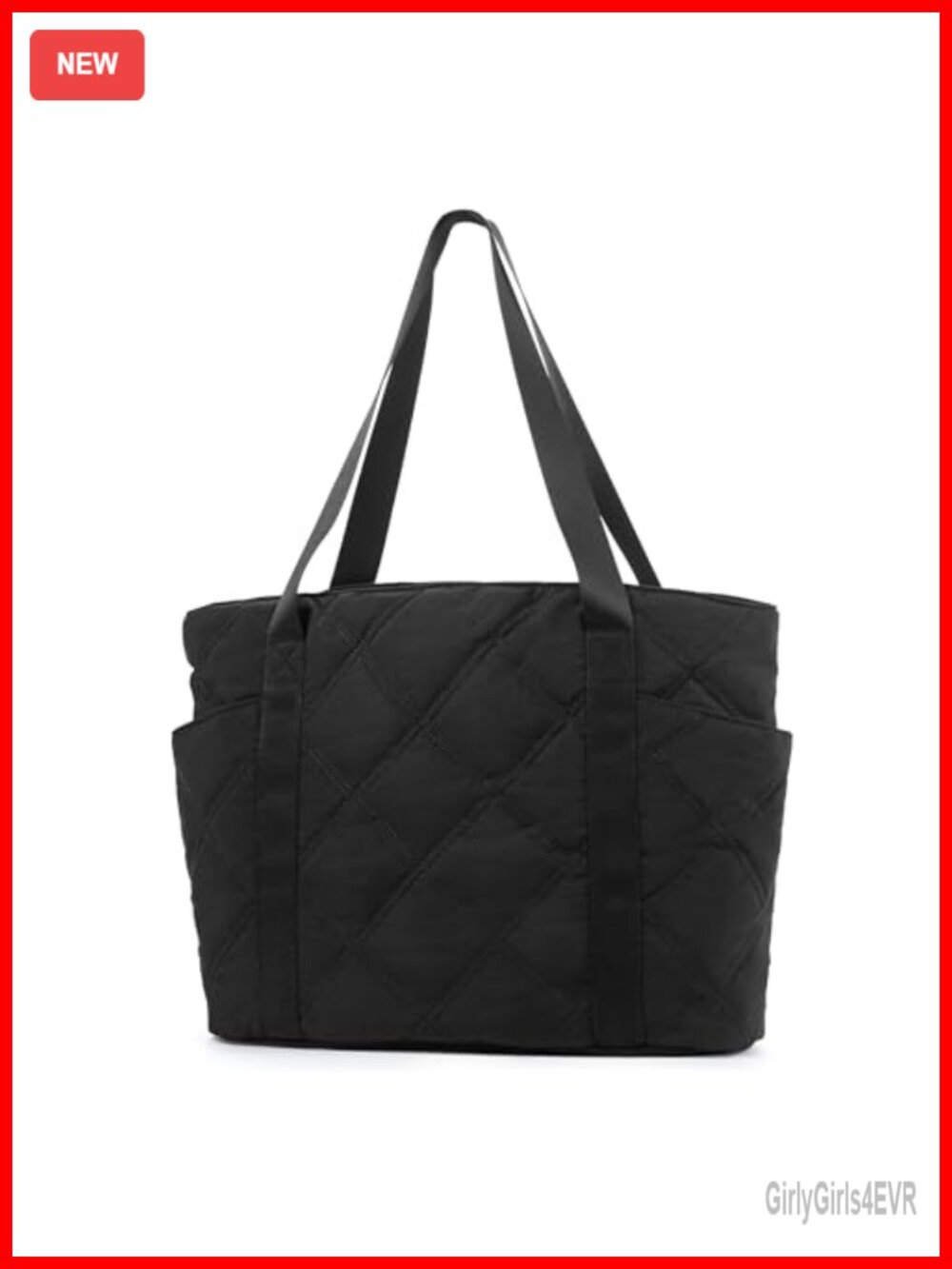 Quilted Puffy Tote Handbag for Women, Lightweight Crossbody Shoulder Bag Fits